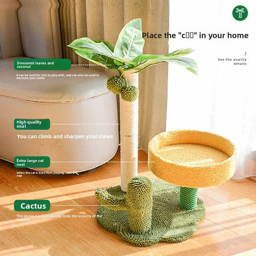 Modern Palm Cat Tree with Jumping Platform